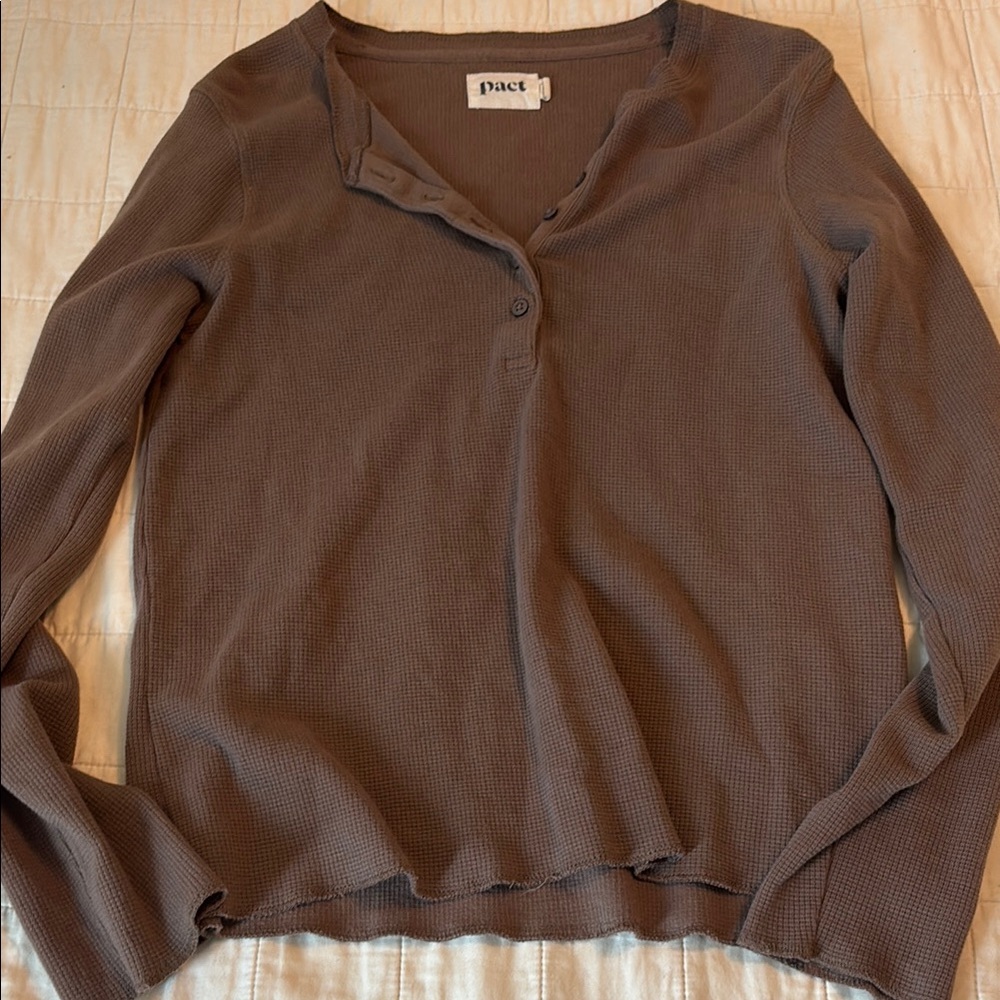 Pact Organic Cotton Waffle Henley LS